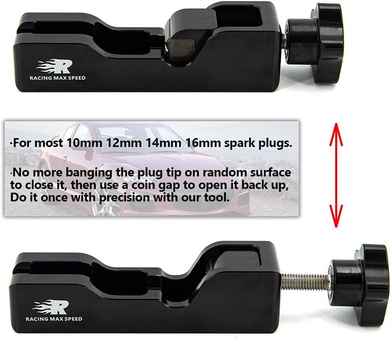 CNRAQR Universal Spark Plug Gap Tool Compatible with Most 10mm 12mm 14mm 16mm Spark Plugs Black - 1 Set with Feeler Gauge - Image 3